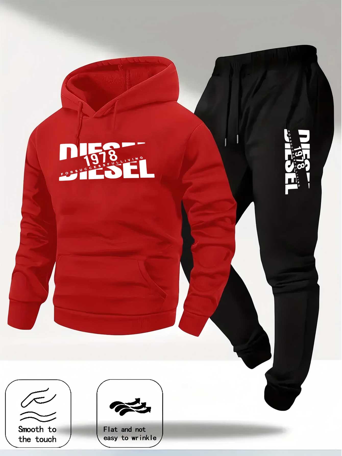 Unisex trui met capuchon, trainingspak, mode, sportkleding, sporthoodie, set voor herfst, winter, casual sweatshirt en broek