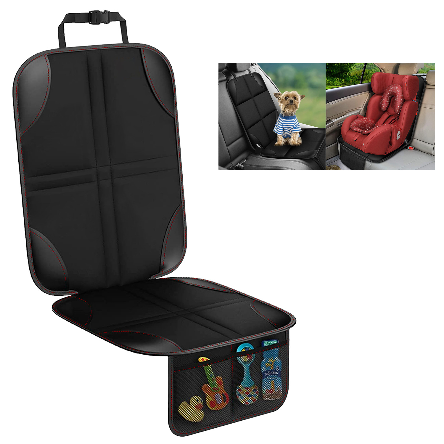 Almofada protetora universal para assento de segurança infantil, à prova d'água, antiderrapante e durável, com bolsa de armazenamento, design super grande