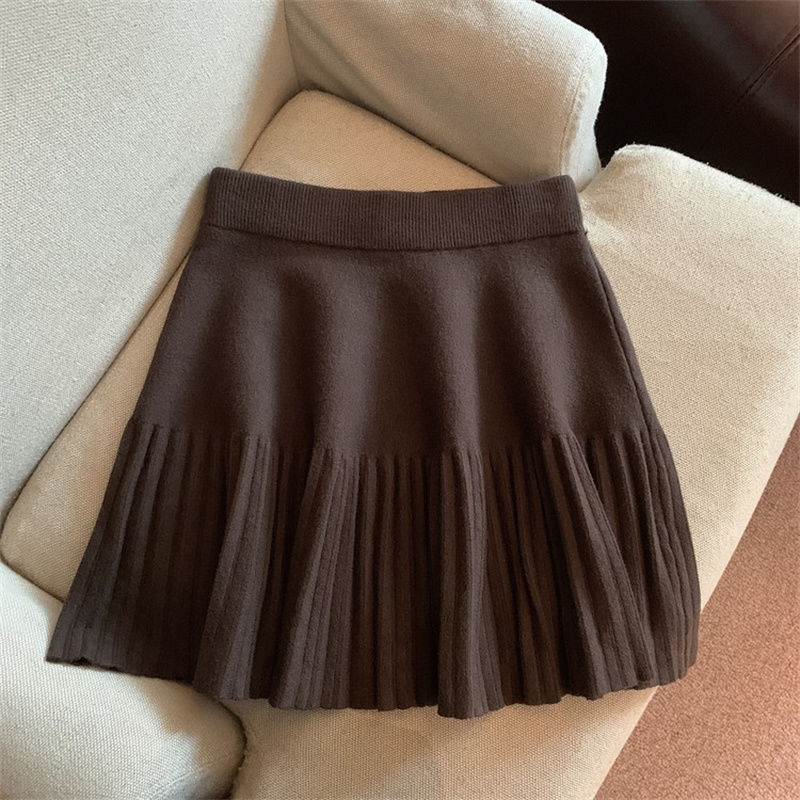 Mini saias plissadas coreano doce saias de malha doce cintura elástica senhoras casuais jovens para roupas femininas sólida moda nova