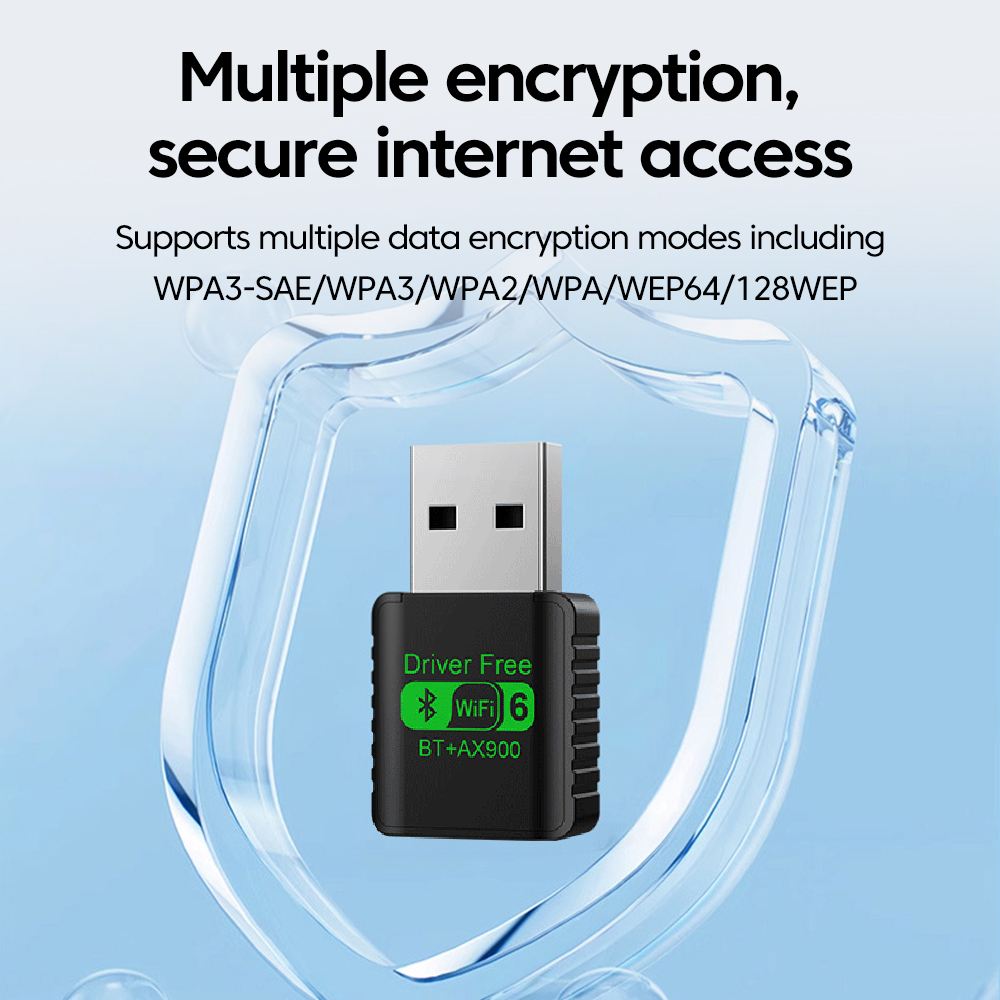 WiFi 6 AX900 Bluetooth 5.4 WiFi USB Adapter Wireless Network Card 2.4G&5GHz Wi-Fi Antenna For PC Driver Free USB WiFi Receiver