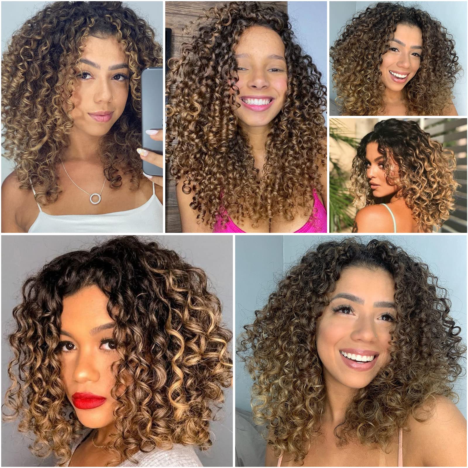 12 "ゴーゴーカールかぎ針編みヘアショートカーリーかぎ針編みヘア女性のためのウォーターウェーブディープツイストかぎ針編み三つ編み合成編み毛