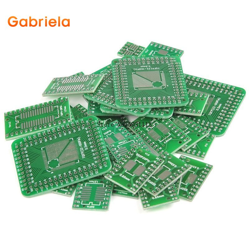8Types 40pcs PCB Proto Boards SMD to DIP Adapter Plate Converter TQFP (32 44 48 64 84 100) SOP SSOP TSSOP 8 10 14 16 20 23 24 28