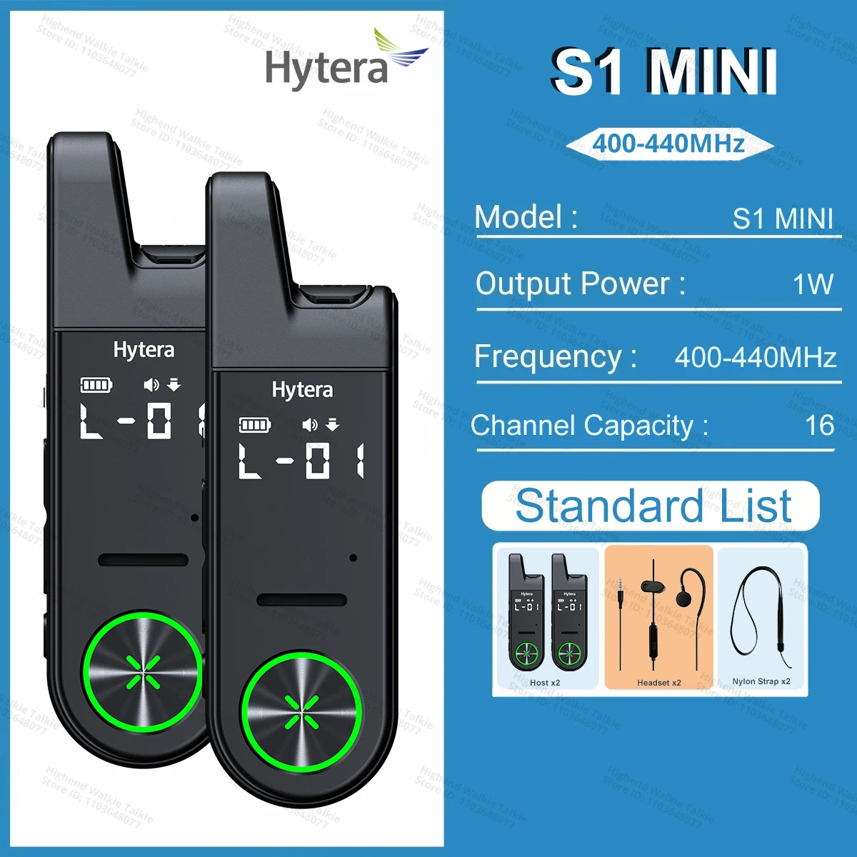 HYTERA S1 Мини-аналоговая радиостанция UHF, ультратонкая рация типа C, быстрая зарядка с дисплеем для ресторана