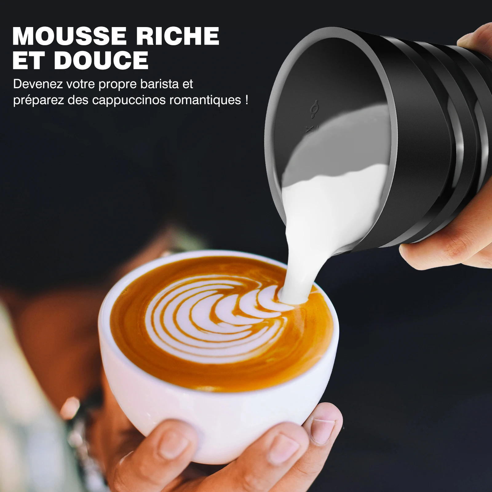 DayPlus 4 en 1 1500W électrique entièrement automatique lait mousseur, machine à mousser à vapeur, 600ml latte café chaud et froid mousseur Crème de lait, vaporisateur de lait, chauffe - lait et réchauffeur
