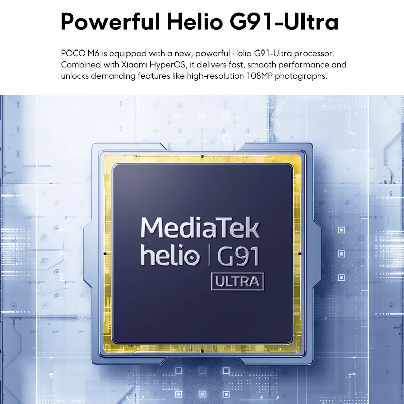 POCO M6 Smartphone versión Global NFC Helio G91 Ultra 108MP cámara principal 33W carga rápida 5030mAh batería 6,79 "90Hz pantalla