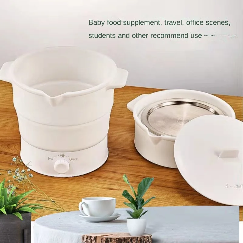 Panela dobrável multiportátil para viagem, aquecedor de leite para bebê, chaleira elétrica, panela quente, caldeira de água, pote de mingau para bebê