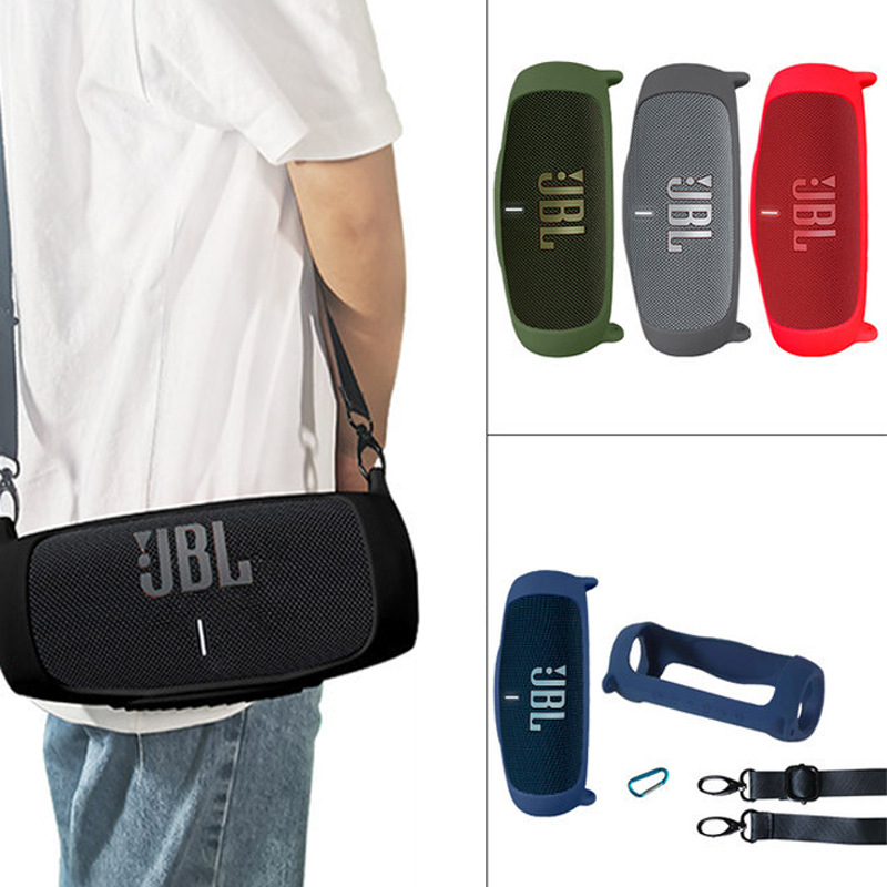 Новый чехол для Bluetooth-динамика, мягкий силиконовый чехол с ремешком-карабином для JBL Charge 5, сумка для беспроводного Bluetooth-динамика