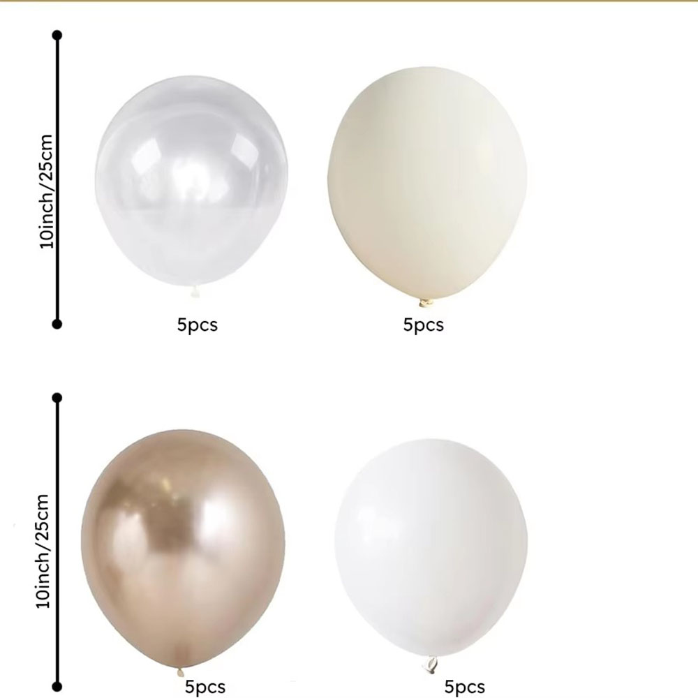 20Pcs Nude Metallic Champagne Cream White Transparent Balloon Wedding Anniversary Engagement Decorations