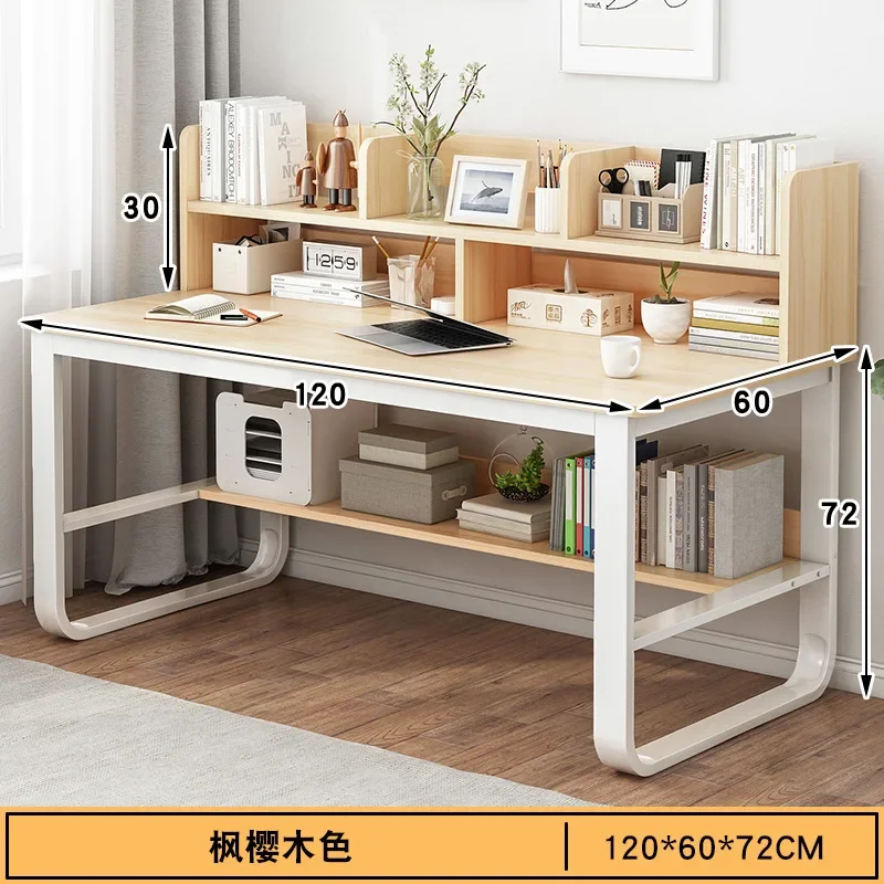 Mesas simples para computador de escritório com estante, mesa de escrita 100 cm, 120 cm, 140cm