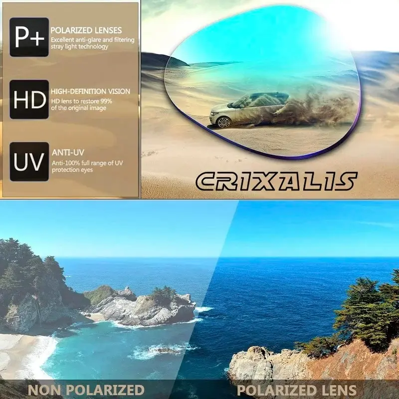 CRIXALIS แฟชั่นแว่นตากันแดดโพลาไรซ์สําหรับผู้ชายสแควร์ขนาดใหญ่ Anti Glare กระจกไดร์เวอร์ดวงอาทิตย์แว่นตาผู้หญิง UV400 แว่นตาชาย