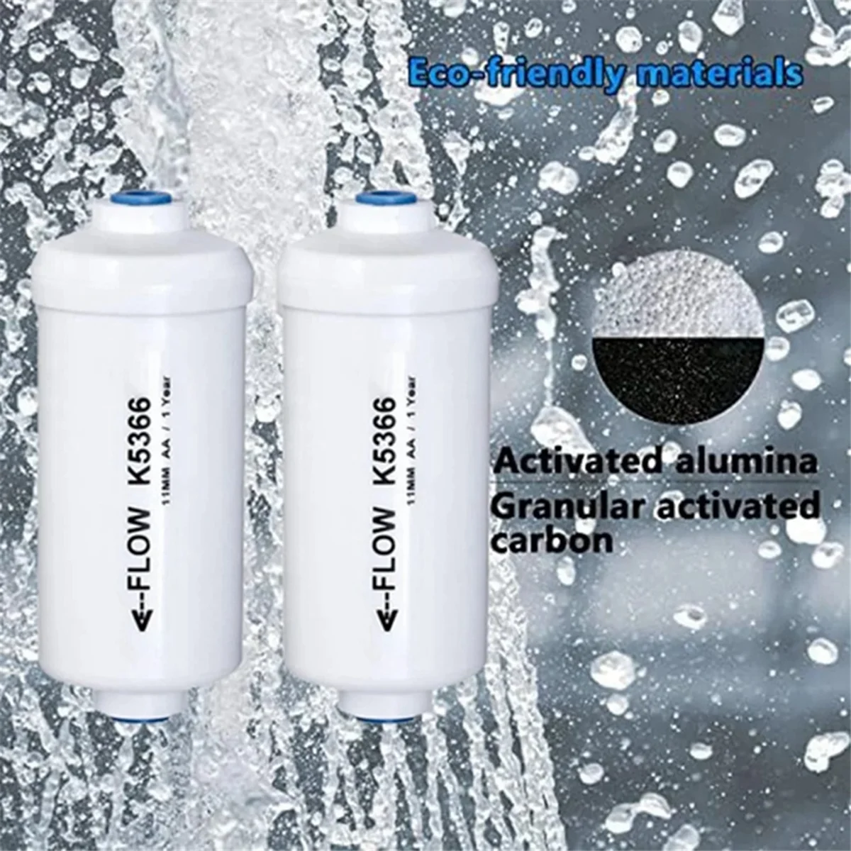 2 Pcs Replacement Fluoride Water Filter K5366 Compatible with Water Filtering System Purification Elements