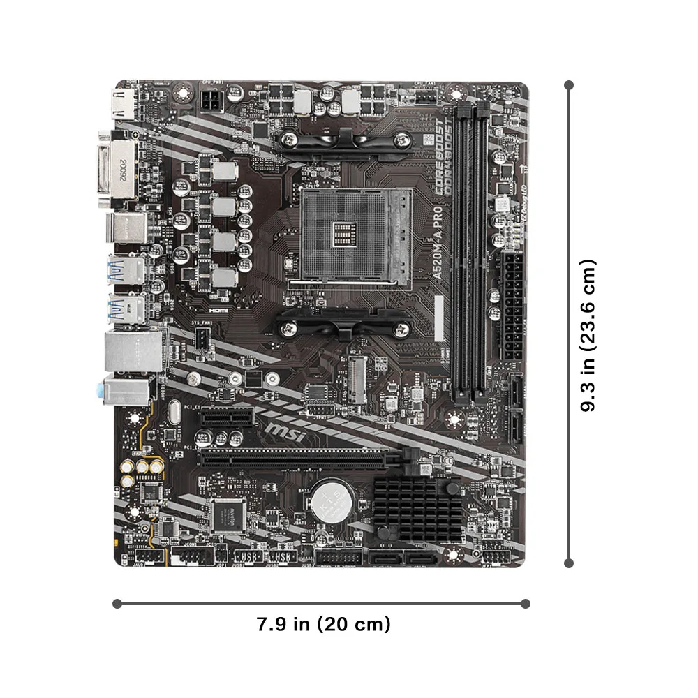 MSI AMD A520M-A PRO Motherboard unterstützt Ryzen CPU R3 R5 R7 5000- und 3000-Serie Mainboard AM4 M.2 NVME Dual Channel DDR4 vollständig neu