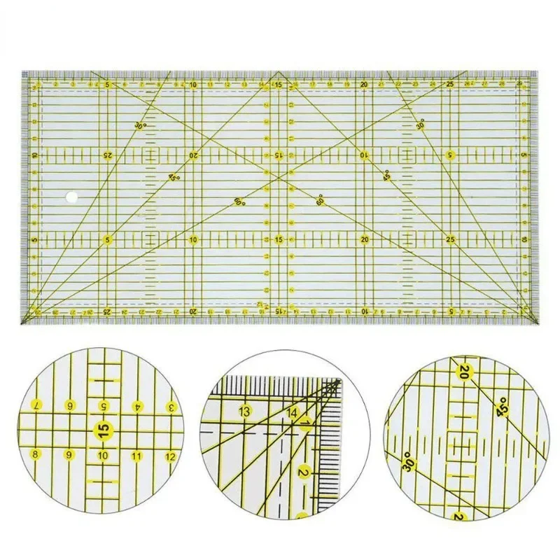 15*30 Quilter-Lineal mit doppelten farbigen und Gitterlinien, Patchwork-Lineal, Acryl-Nählineal zum Nähen, Quilten, Schneiden