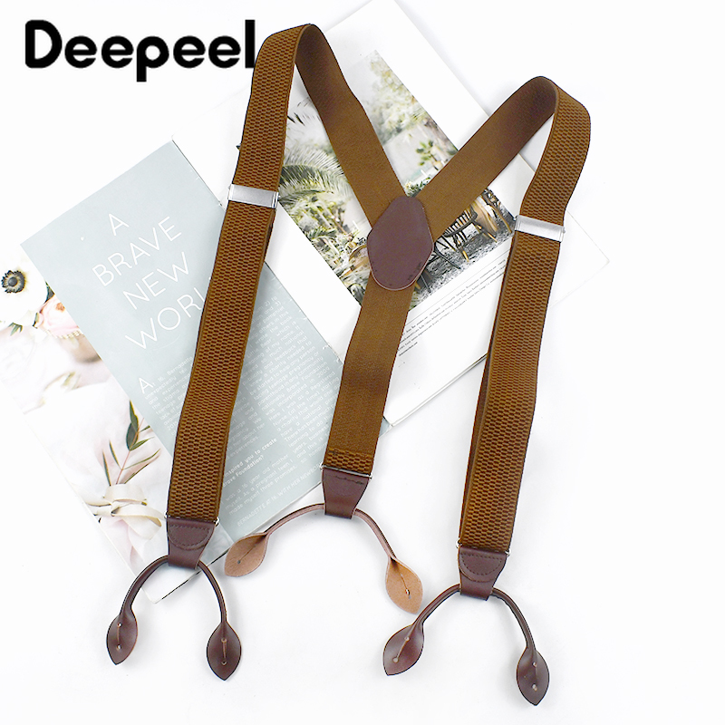 남성용 1Pc 성인 멜빵 35mm 와이드 6 클립 버튼 탄성 스트랩 남자 교정기 정장 바지 Jockstrap 남성용 하네스 액세서리