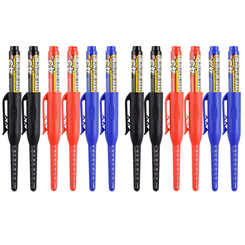 1–12 Stück Mehrzweck-Schreiber mit 45 mm tiefem Bohrloch und langer Spitze, wasserdichte Markierungsstifte für Badezimmer, Holzbearbeitung, Zimmermannsstift mit langem Kopf