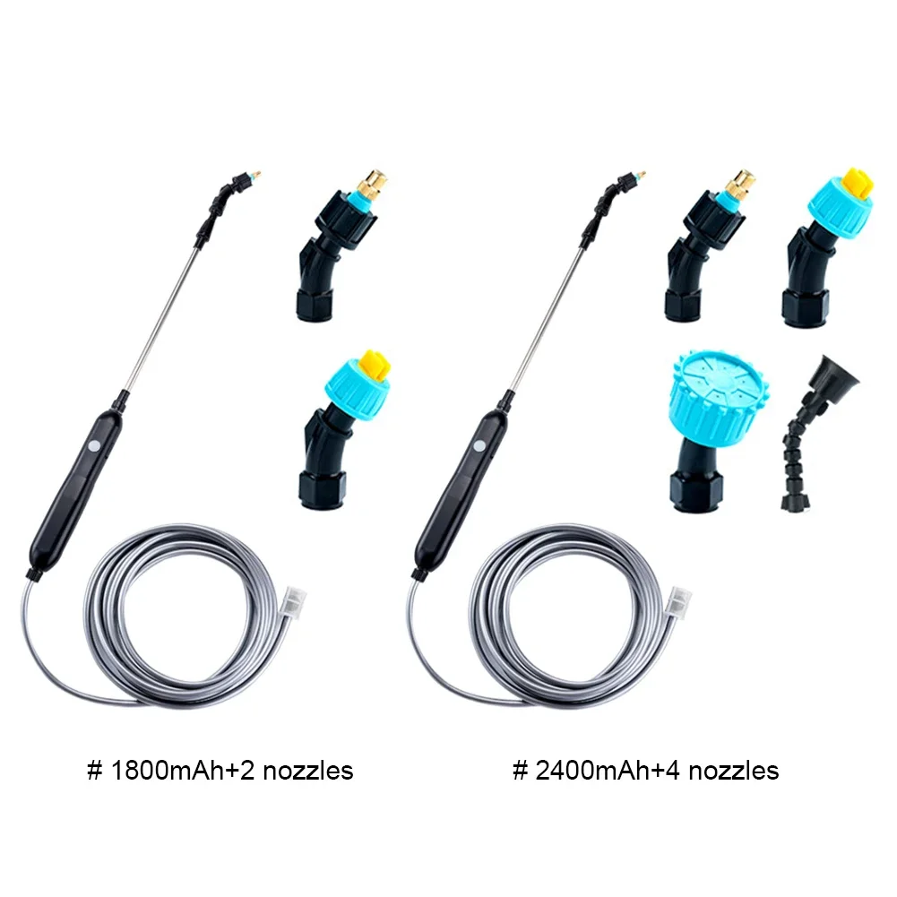 USB 충전식 휴대용 전기 분무기, 2/4 미스트 노즐, 전동 정원 분무기, 텔레스코픽 손잡이, 관개 도구