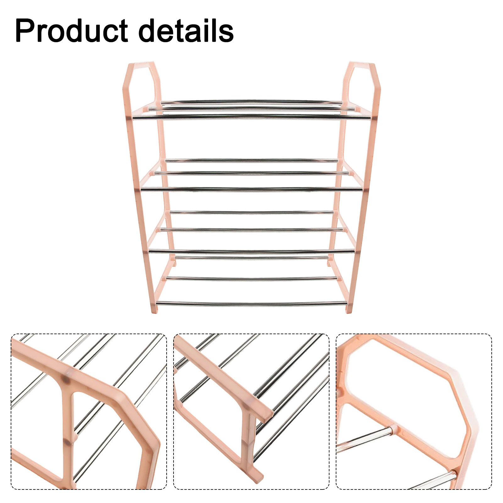 4 Floor Metal Shoe Rack Living Room Shoe Storage Rack Black Shoe Rack 50X42X18cm Dormitory Door Storage Rack Cabinet Components
