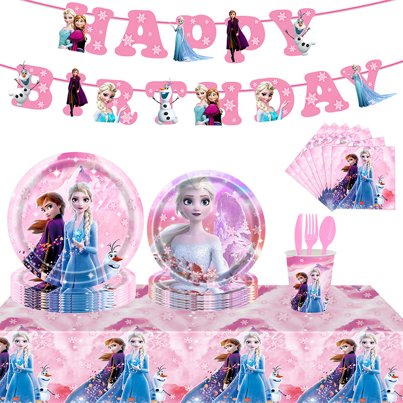 Decoraciones para fiesta de cumpleaños de Frozen de Disney, mantel, vajilla, globos azules, recuerdos de fiesta de cumpleaños para niños, recuerdos de cumpleaños para niños
