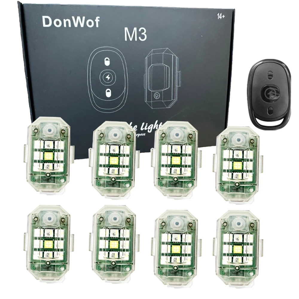 Donwof-carro LED luz estroboscópica, M3 motocicleta flash, lâmpada de aviso anti-colisão, impermeável, controle remoto sem fio para carro bicicleta