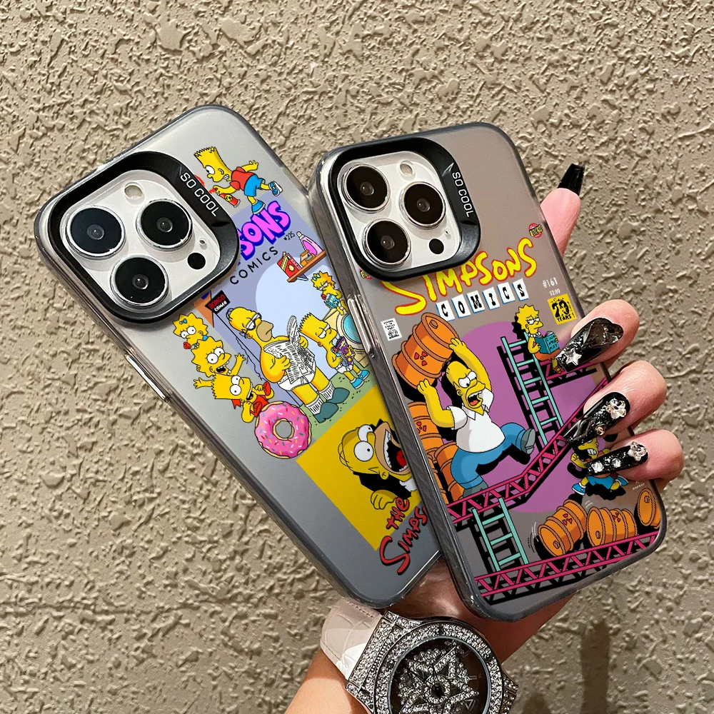 Casing ponsel kartun Simpsons, pelindung keras perak untuk Samsung Galaxy A72 A55 A54 A53 A52 A51 A33 A32 A26 A16 A14 A12 A06 4G 5G