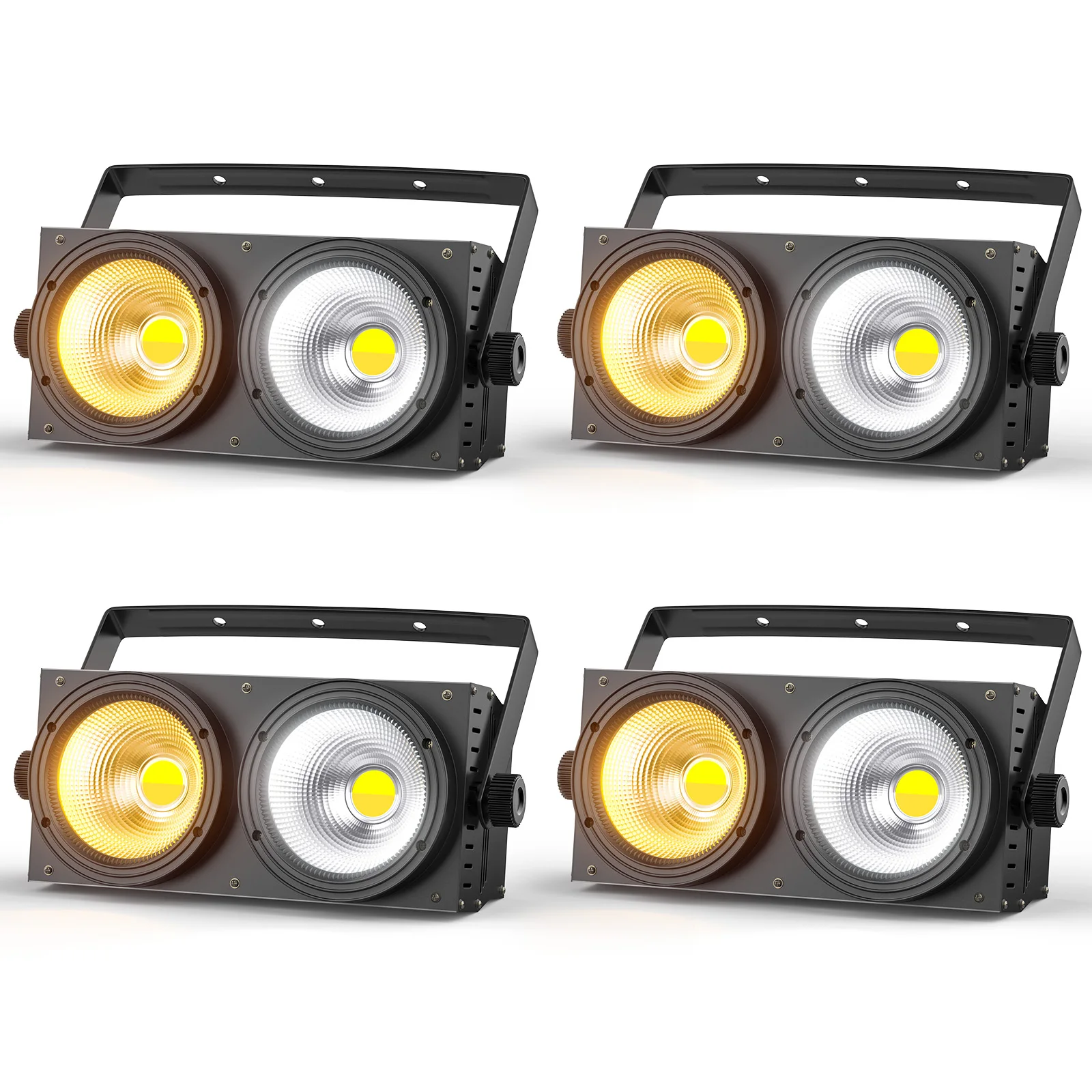 U'King 4PCS 200W COB Par Light 2x100W Blinder Lighting 2 olhos LED 2IN1 COB Cool Warm White Lighting Party Bar DMX Iluminação de palco