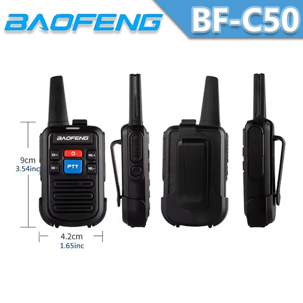 Baofeng BF-C50 Mini Walkie Talkie 5W UHF Dual PTT with Type-C Charger Child Intercom 1500mAh HF Transceiver Ham Radio