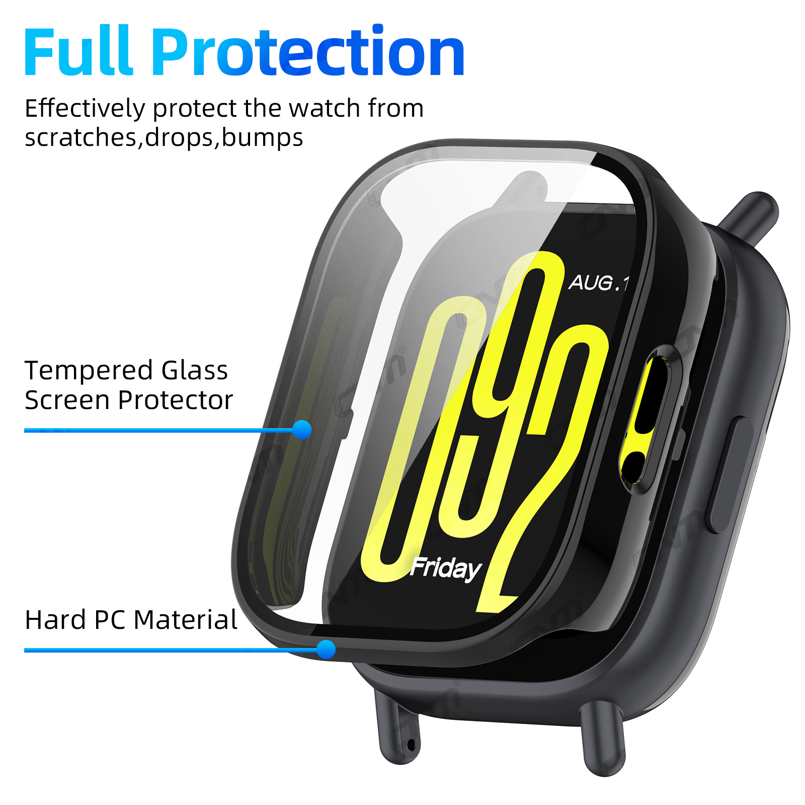 Case for Redmi Watch 5 Active/Lite Tempered Glass Screen Protector&Hard PC Protective Bumper for Redmi Watch5 Cover Accessories