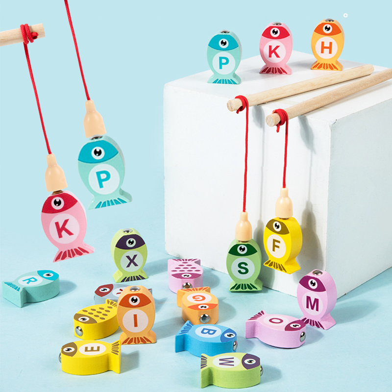 Crianças jogo de pesca de madeira brinquedos presentes educação precoce alfabeto numérico brinquedos cognitivos crianças jogos interativos brinquedos para presentes