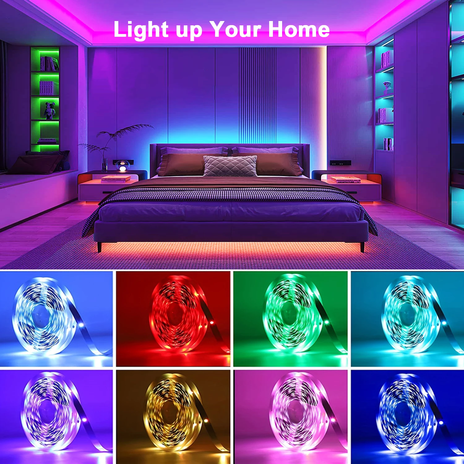 Strisce luminose a LED RGB Controllo APP Sincronizzazione musicale Luce per ambienti a LED 10m 20m 30m 40m 60m Nastro flessibile a nastro LED per l'arredamento della camera da letto di casa