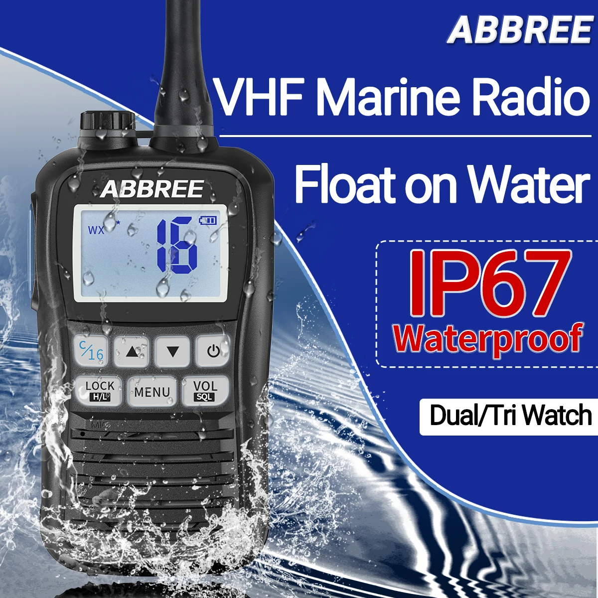 ABBREE AR-25M transceptor de Radio marina IP67 flotante impermeable de mano VHF Walkie Talkie Amateur NOAA Radio bidireccional para peces