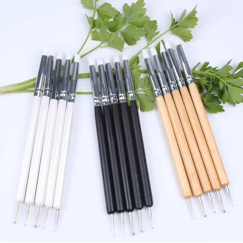 Mới 6 Màu 5 Cái/bộ Inox 2 Đầu Điêu Khắc Polymer Và Mềm Mại Đồ Gốm Đất Sét Dụng Cụ Silicone Để Tạo Hình Nghệ Thuật Shaper dụng Cụ
