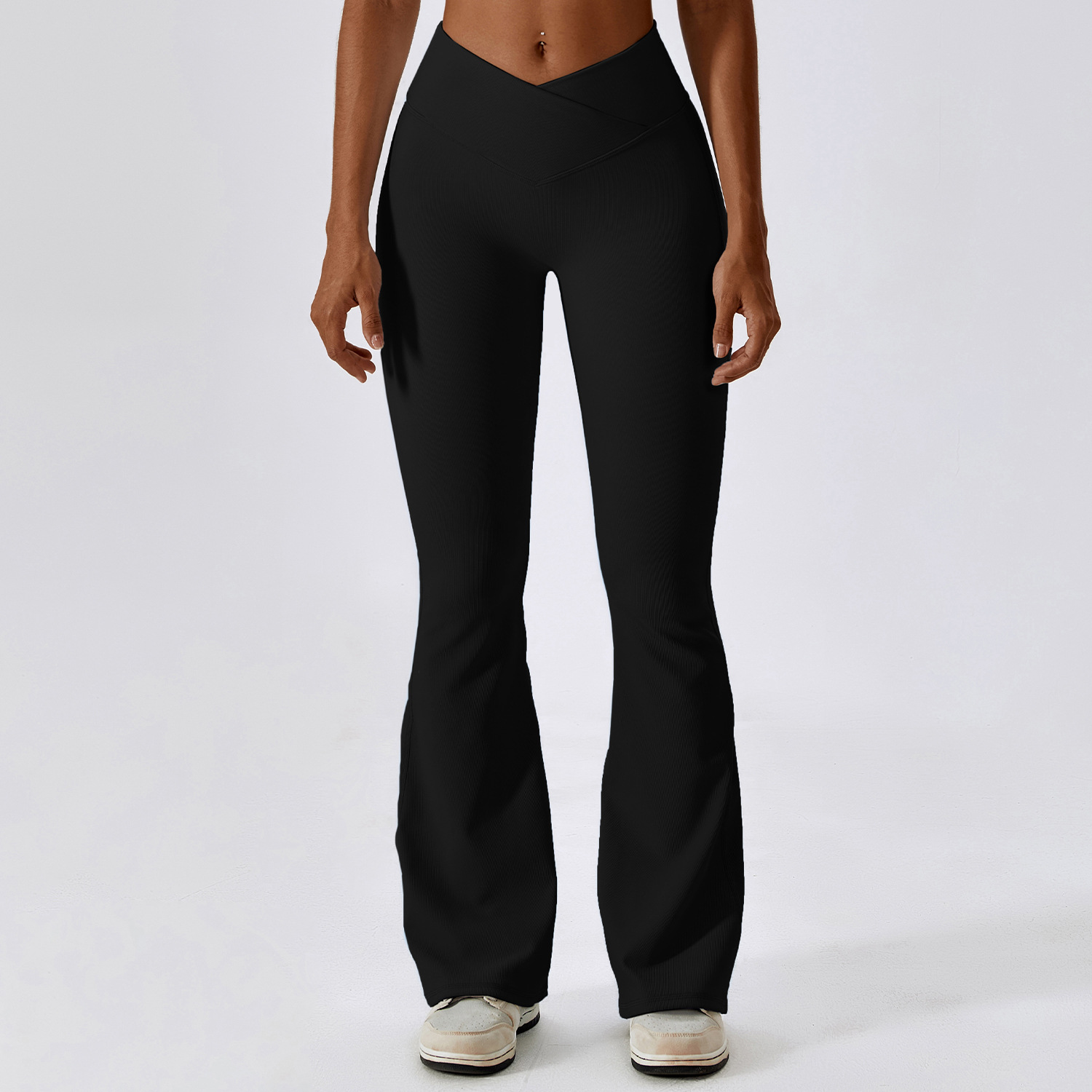 Mallas acampanadas, pantalones de Yoga para mujer, pantalones de pierna ancha de cintura alta, entrenamiento de gimnasio para mujer, pantalones deportivos acampanados, pantalones de baile latino