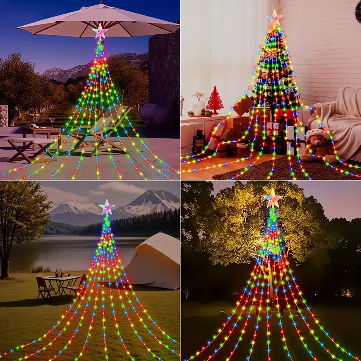 คริสต์มาส Pentagram กันน้ํา String Light พลังงานแสงอาทิตย์กลางแจ้งเทศกาลตกแต่ง 3 M/2 M Led Fairy โคมไฟ 8 โหมดครอบครัว party Holida