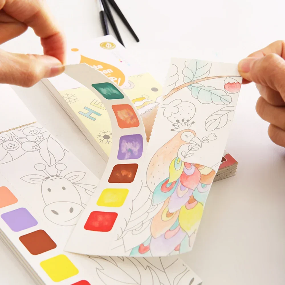 20 시트 휴대용 어린이 수채화 그림 책 물로 페인트 어린이 구 아슈 낙서 그림 색칠 그리기 장난감 선물