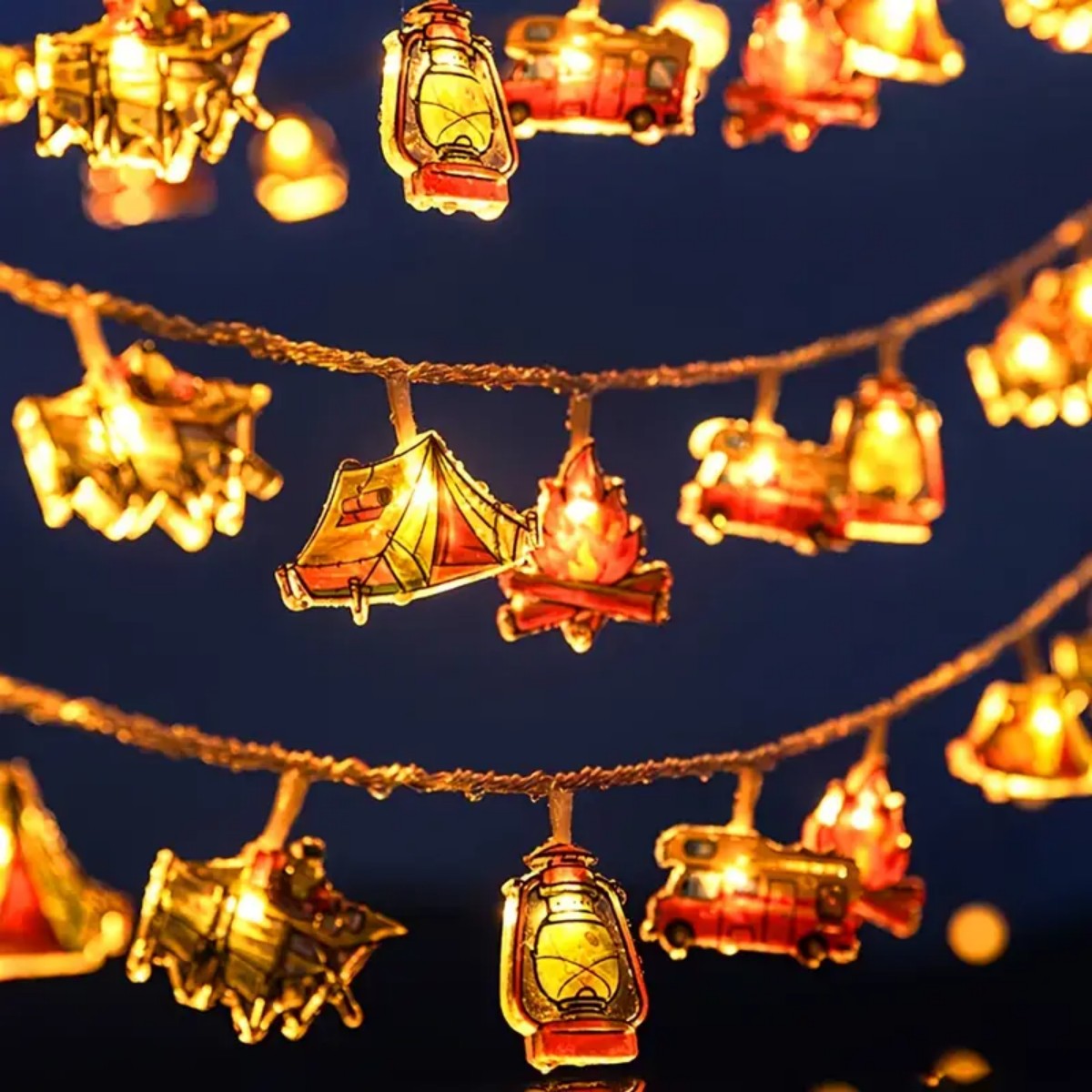 1pc LED Camping Muster Lichterketten Camping Form Atmosphäre Dekorative Fee Lampe Für Outdoor Camping Haus Garten Hof Dekor