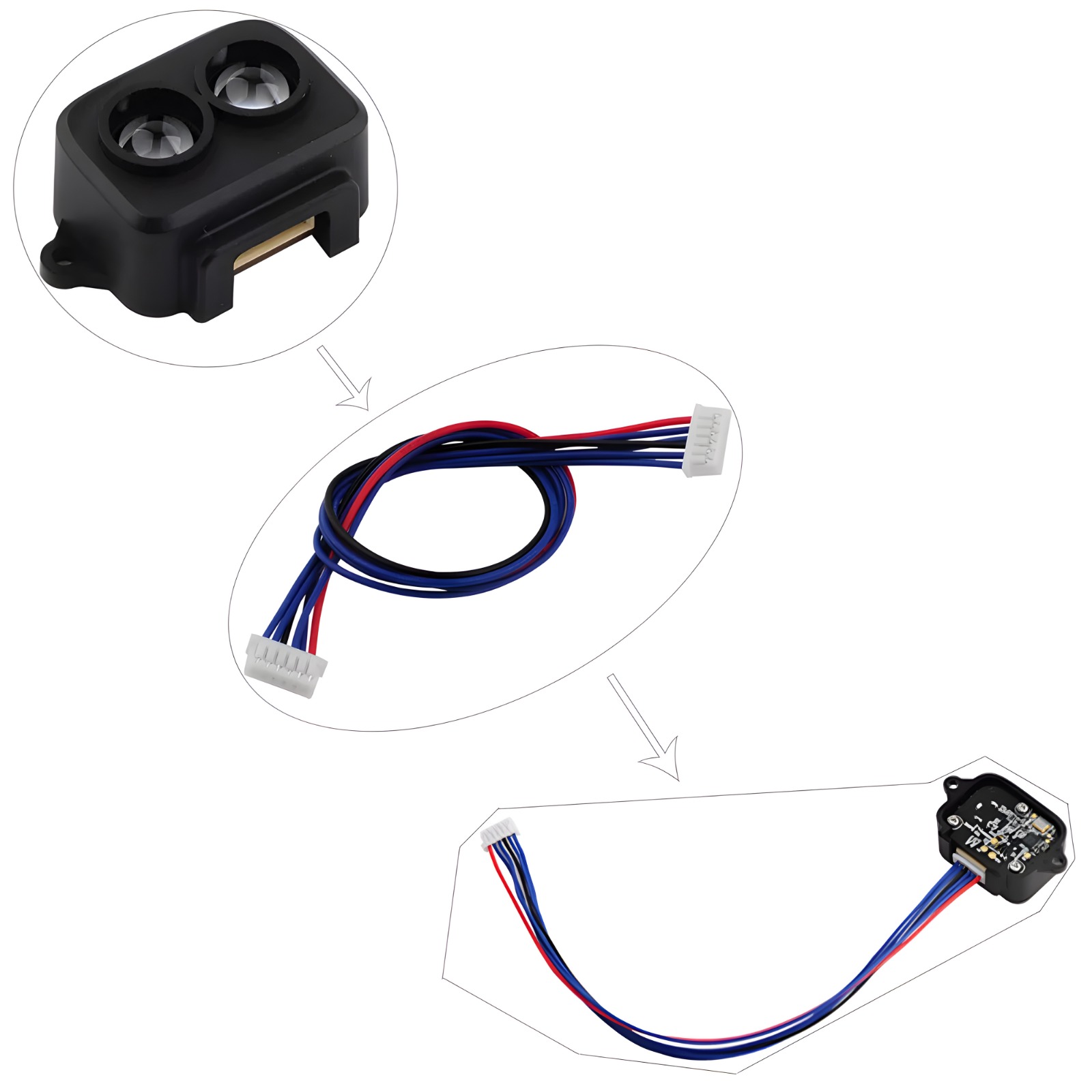Tf-luna lidar entfernungs messer sensor einpunkt mikro-entfernungs modul 5v uart iic schnitts telle mit männlichem kabel famale kabel