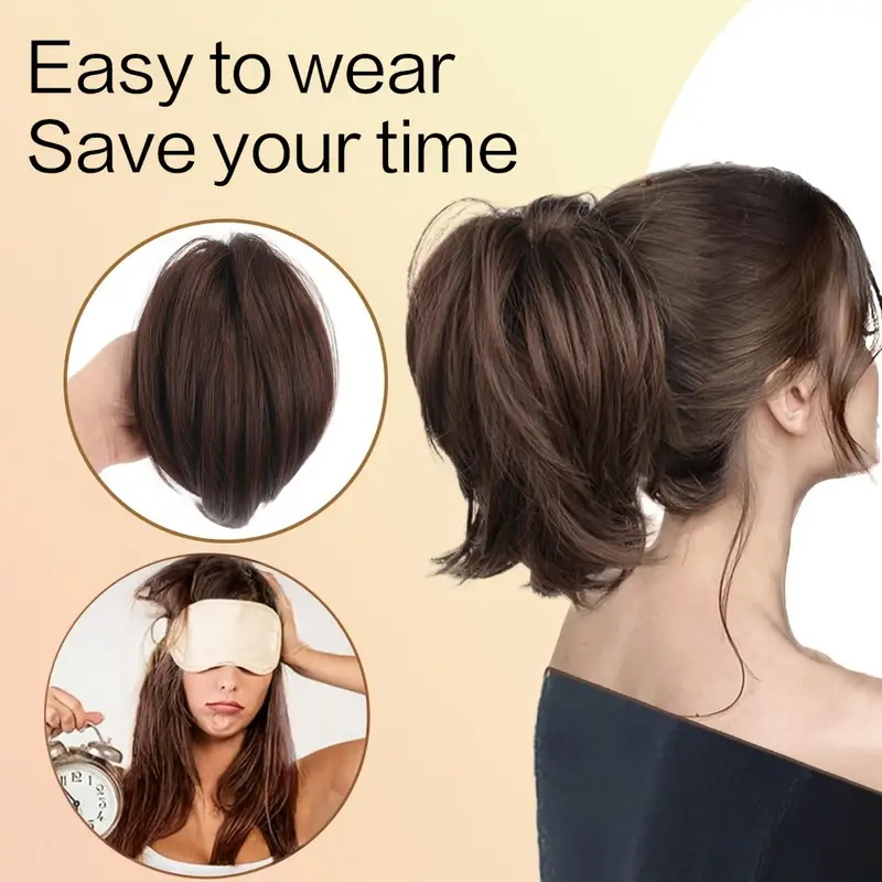WIGSIN Scrunchies per capelli sintetici disordinati Chignon corto dritto Coda di cavallo Artiglio Clip nelle estensioni dei capelli Updo arruffato per le donne