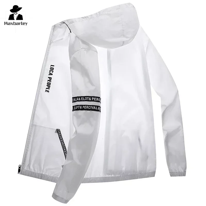 Summer Sun Protection Clothing Men's Casual Waterproof Quick-drying Bicycle Hooded Jacket Plus Size Hiking Thin Skin windbreaker
