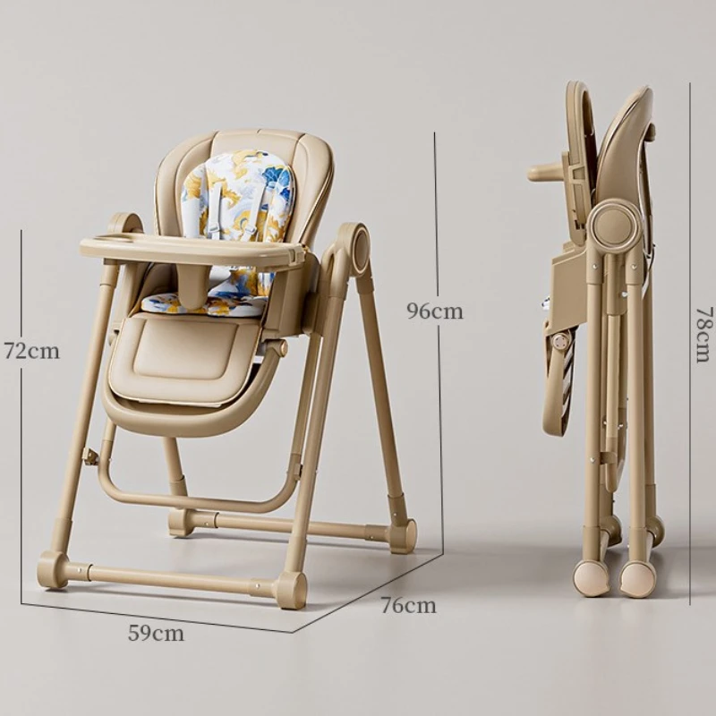 Cadeira de balanço multifuncional do bebê, deitada e dobrável, mesa de jantar infantil e cadeira, altura ajustável