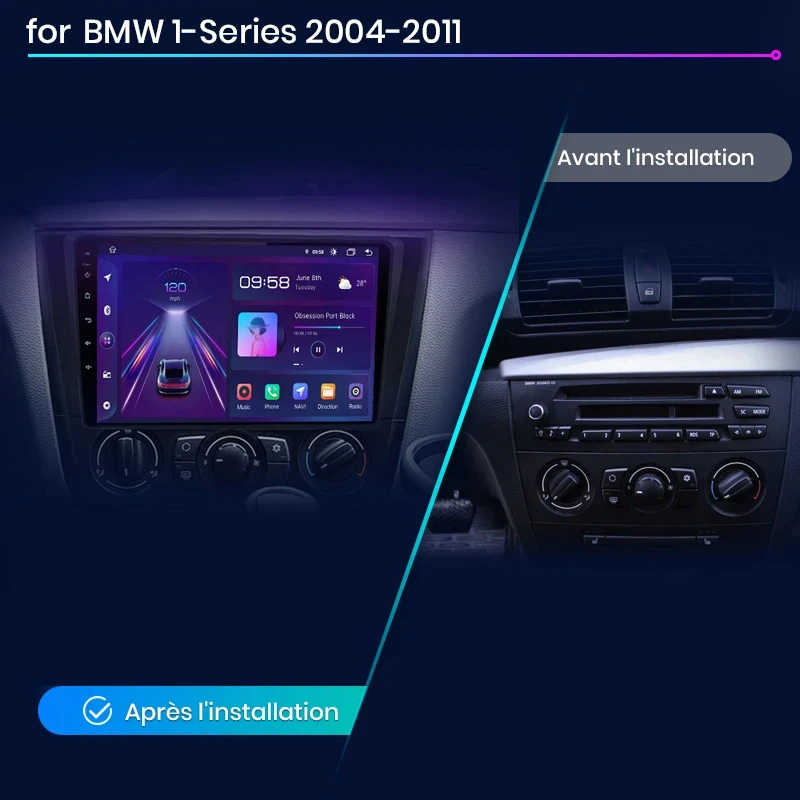 Junsun bezprzewodowy CarPlay Android Radio samochodowe dla BMW 1-seria 1 seria E87 E81 E82 E88 2004-2011 GPS systemy multimedialne 2 din