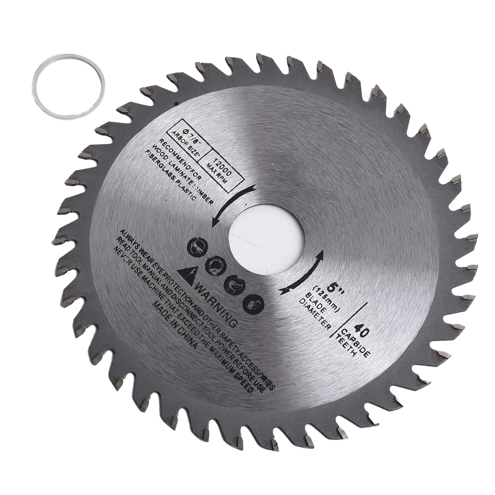 5inch 125mm Cutting Disc Mini Circular Saw Blade For Wood Plastic Metal Rotating Carbide Cutting Tools 40 Teeth 12000 Max RPM