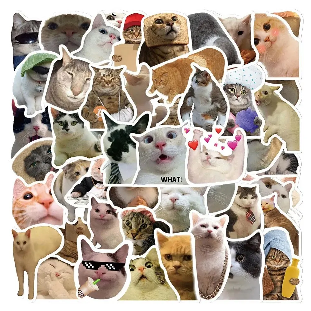 50 ピース/バッグ、楽しい猫ステッカー、ペット防水、スーツケース、スケートボード、DIY 荷物、ラップトップ、電話、クリエイティブ文具おもちゃに適しています