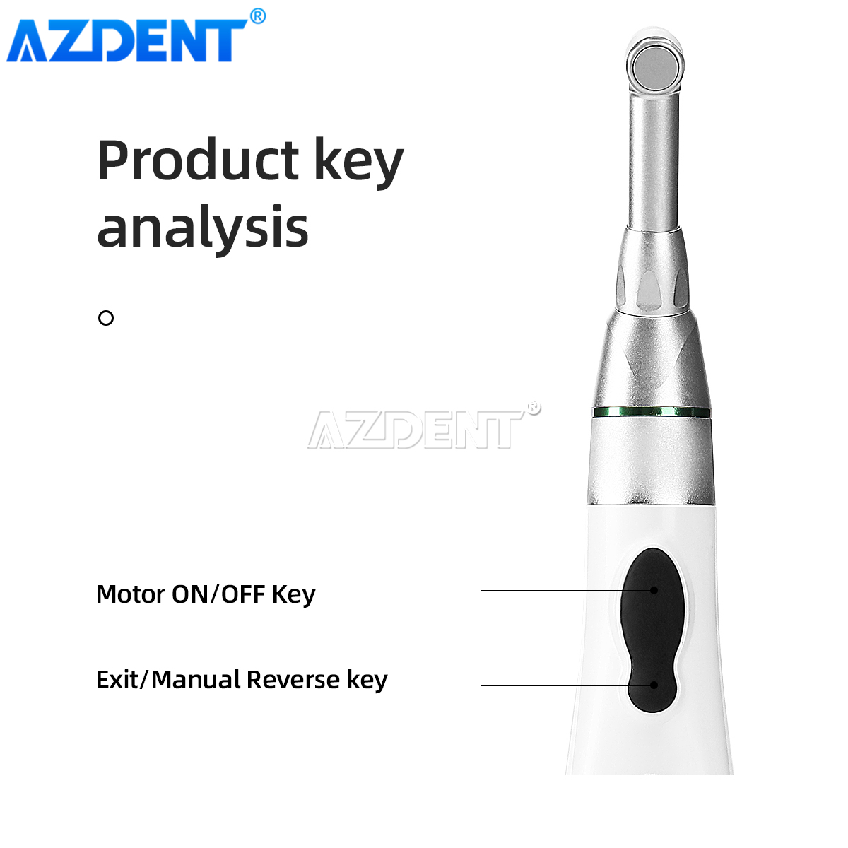 AZDENT-Motor Endo inalámbrico Dental, terapia inteligente de conducto radicular con lámpara LED, herramienta de odontología endodóntica de contraángulo estándar 16:1