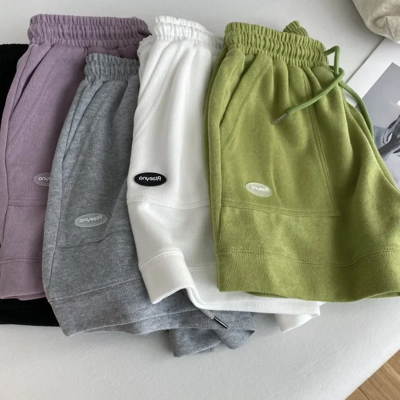 2025 femmes confortable ample jambe large cordon un pantalon taille mince coupe ajustée décontracté maison polyvalent sport Shorts nouveau
