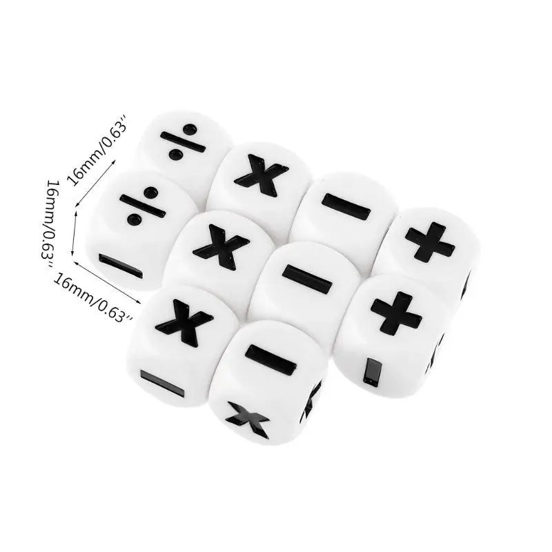 6 PCS Símbolo de suma y resta Dados Asistente de operación Accesorios Dados de multiplicación y división