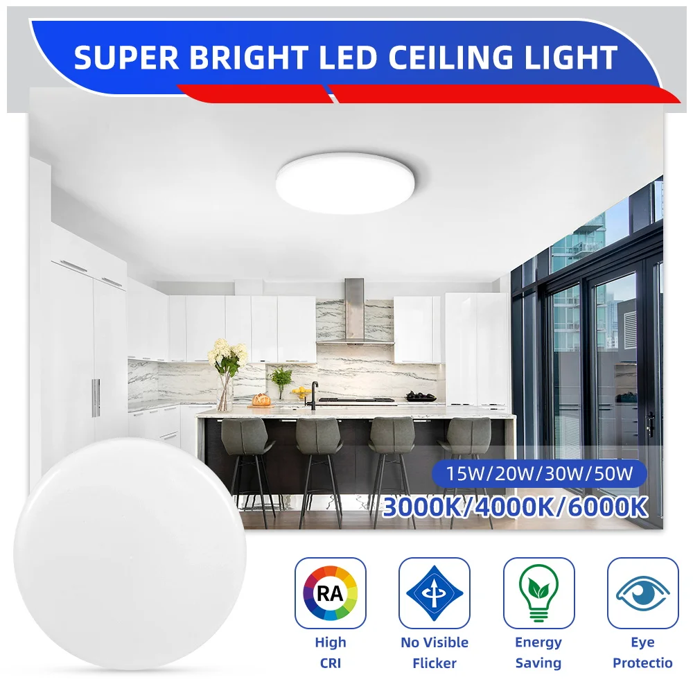 Plafoniere moderne a LED Illuminazione a pannello ultra sottile Lampada da soffitto a risparmio energetico per soggiorno Camera da letto Cucina Illuminazione interna