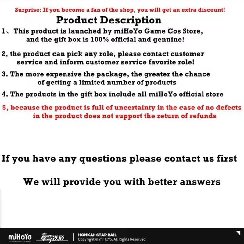 [Genuine] Game miHoYo Zenless Zone Zero&Genshin Impact&Honkai Star Rail&Honkai Impact 3RD&Tears of Themis& Cosplay Gift Box Set
