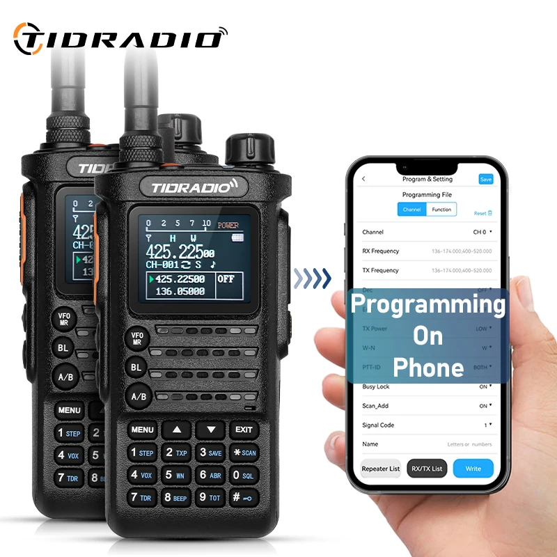Walkie Talkie profesional TIDRADIO TD-H8 de segunda generación, 2 uds., 10W, aplicación de Radio portátil de largo alcance, carga inalámbrica programable tipo C