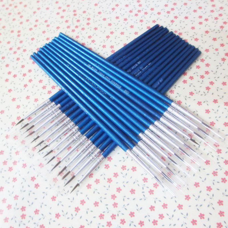 10 unids/set fino pintado a mano línea de gancho fino pluma varilla de madera corta dibujo arte pluma pincel suministros de arte pincel de nailon oferta especial