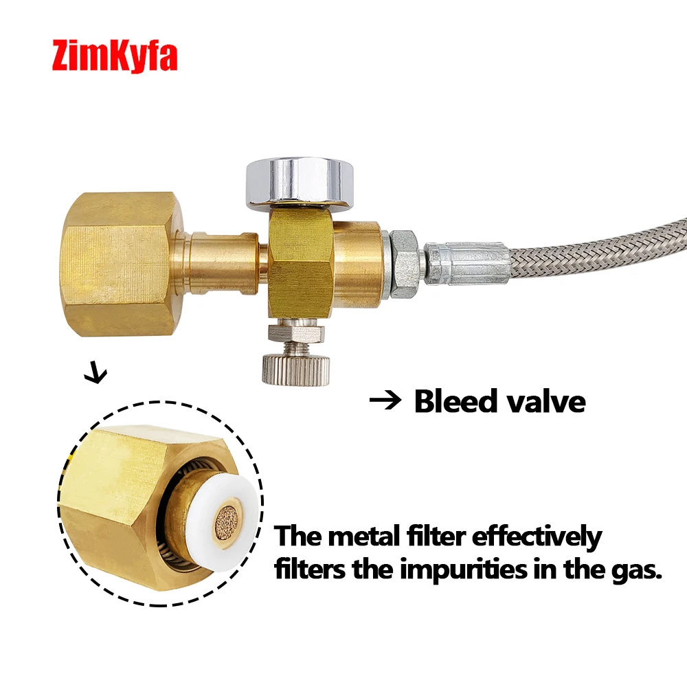 Co2 External Tank to Soda Water Stream Maker Fizzy Sparkling Machine Steel Braid Hose Kit for Sodastream W21.8-14 CGA320 Bottle